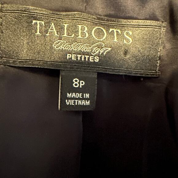 Talbots Petites Women's Size 8P Navy Blue White Polka Dot Blazer Jacket Career - Picture 2 of 6